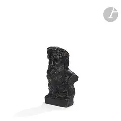 Auguste Rodin, le modèle créé en [1909] Portrait sculpté by Séraphin Soudbinine, Épreuve en bronze à patine noire, sold May 2025