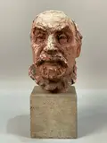 Étude de tête d'homme by Gabrielle Maurion-Vidal, Terre cuite (Sur socle en béton, usure, frottements, sold Nov 2023
