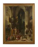 Procession dans une église by Eugène Isabey, Toile, sold Oct 2023
