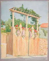 Le balcon fleuri by Tony Minartz, Aquarelle, sold Oct 2023