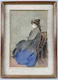 Élégante assise by Charles Stuart Forbes, Aquarelle avec rehauts de gouache blanche, sold Oct 2023