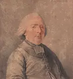 Portrait d'un ecclésiastique by Pierre-Alexandre Wille, 1788, Pierre noire, sanguine signée et datée, sold Mar 2022