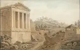 Vue du temple de Clytie dans la campagne romaine by Charles-Louis Clérisseau, Aquarelle, sold Feb 2022