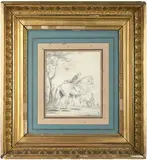 Soldat montant sur un cheval et Homme soignant un cheval : une paire by Jean Duplessis-Bertaux, Crayon noir, sold Feb 2022