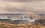 Attaque du carré de la brigade Pelet, à Leipzig, le 16 octobre 1803 by Théodore Jung, Aquarelle gouachée, sold Feb 2022