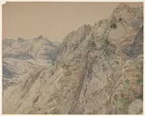 Paysage de montagne by Wilhelm Georgy, Aquarelle gouachée et crayon noir, sold Feb 2022