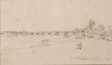 Vue du pont d'Argenteuil ; Maison à Le Poudreux by Adolphe-Félix Cals, Crayon noir sur l'un; plume pour l'autre, sold Feb 2022