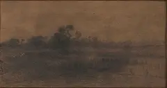 Paysage de marécage by Théodore Rousseau, Crayon noir, sold Feb 2022