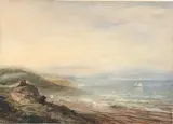 Chasseur sur les bords de la mer by Théodore Gudin, Aquarelle gouachée, sold Feb 2022