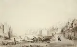 Vue d'un pont à Paris by Marinus van Raden, Lavis brun sur traits de crayon noir, sold Feb 2022