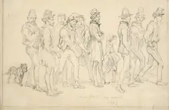 Groupe de figures marchant vers la droite by Auguste Raffet, Crayon noir, sold Feb 2022