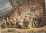 La ronde des enfants by Ary Scheffer, Aquarelle gouachée, sold Feb 2022