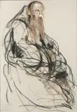 Portrait du frère François de Paul, abbaye de La Trappe by Stanley Roseman, Fusain, pastel et rehauts de craie blanche, sold Feb 2022