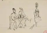 Feuille de caricatures by Alfred Grévin, Plume et encre brune sur traits de crayon noir, sold Feb 2022