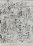 Album comprenant 29 planches de dessins humoristiques : Les Bonnes Gens de Province by Léonce Petit, Plume et encre noire sur traits de crayon noir, sold Feb 2022