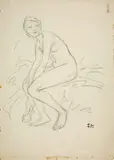 Femme nue assise by Théophile Steinlen, Crayon noir, sold Feb 2022
