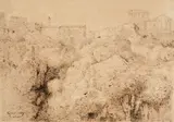 Vue de Tivoli by François Marius Granet, Plume et encre brune, sur traits de crayon noir, sold Feb 2022
