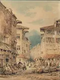 Vue de Saint-Étienne by Eugène Ciceri, Aquarelle, plume et encre brune, sold Feb 2022