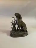 * Chien de chasse et trophée de lièvre by Ferdinand Pautrot, Épreuve en bronze à patine brun mordoré, sold Dec 2021
