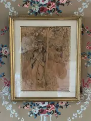 * Jeune garçon adossé à un arbre - Deux jeunes filles sur une branche - Jeune garçon assis sur un arbre by Jules Adler, Encre et aquarelle sur papier, suite de trois, sold Dec 2021