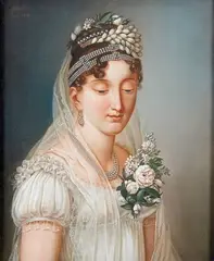 Portrait de jeune femme en mariée by Maurice Mouton, 1818, Pastel, sold Dec 2021