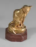 Chat assis by Clovis-Edmond Masson, Épreuve en bronze doré, sold Dec 2021