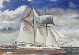Goélette by Patrice Bortoluzzi, Gouache, sold Nov 2021