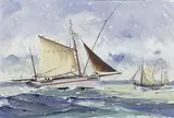 Thoniers en pêche by Patrice Bortoluzzi, Gouache aquarellée, sold Nov 2021