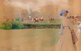 Auteuil by Edouard Zawiski, 1905, Aquarelle gouachée, sold Jun 2021