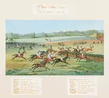 Grand Steeple Chase à la Marche, 12 mars 1854 by Johnny Audy, Gouache, sold Jun 2021