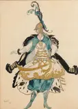Costume pour la Mazurka (hommes) by Léon Bakst, 1921, Aquarelle, gouache et peinture or, sold Jun 2021