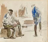 Les deux pêcheurs by Eugène Boudin, Aquarelle sur traits de crayon, sold Jun 2021