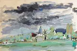 Nuages sur Arnouville by Olivier Debré, 1951, Gouache, sold Jun 2021