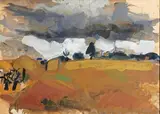 Temps gris sur Arnouville by Olivier Debré, Gouache, sold Jun 2021