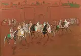 Cavaliers devant les remparts de Marrakech, vers 1970-1980 by Hassan El Glaoui, Gouache sur carton, sold Jun 2021