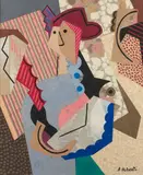 Personnage: femme aux bras croisés by Antonio Humberti, Collage et technique mixte, sold Jun 2021