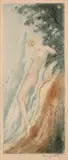 Watterfall dit La Source by Louis Icart, Pointe sèche et aquatinte, copyright, sold Jun 2021