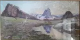 Le pic du Midi d'Ossau, du massif des eaux bonnes, basses Pyrénées by Alexandre Nozal, Gouache, sold Dec 2021