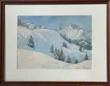 Descente montagneuse by Ysabel Minoggio-Roussel, Aquarelle signée en bas à droite, sold Dec 2021