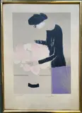 La femme au bouquet by André Brasilier, Lithographie en couleur, sold Nov 2021