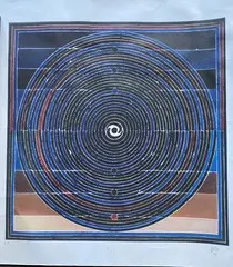 Composition by S. H. Raza, 2006, Lithographie en couleur signée datée et annotée " E, sold Nov 2021