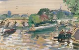 Paris, le Pont-Neuf by Garabed A. Momdjian, Aquarelle gouachée, sold Nov 2021