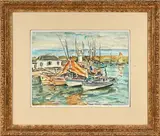 Barques de pêche, Ile d'Yeu by André Fraye, Aquarelle signée en bas à droite, sold Nov 2021