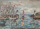 Entrée du port by André Fraye, Aquarelle signée en bas à gauche, sold Nov 2021