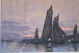 Voiliers dans le port au soleil couchant by André Fraye, Aquarelle signée en bas à gauche, sold Nov 2021