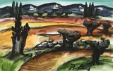 Les Alpilles by Franz Priking, Aquarelle, sold Nov 2021