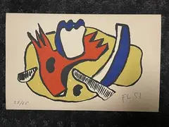 Nature morte pour les " constructeurs" by Fernand Léger, 1951, Lithographie en couleur sur Arches monogrammée, sold Oct 2021