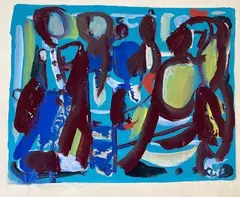 Composition by André Lanskoy, Gouache sur papier monogrammée en bas à droite, sold Oct 2021