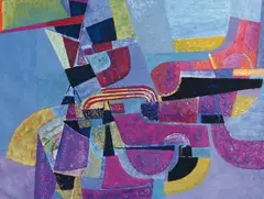 Composition by Ettore Falchi, Gouache sur papier, sold Nov 2010