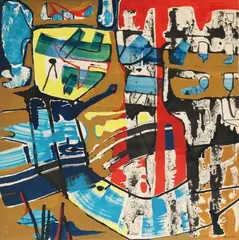 Composition abstraite n° 1 by François Arnal, 1960, Gouache sur papier, sold Jun 2010